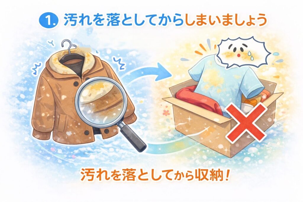染みを落として収納しての説明画像