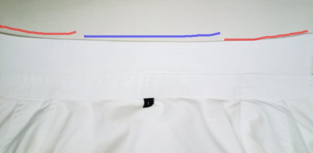 Yシャツ襟の糊付け画像